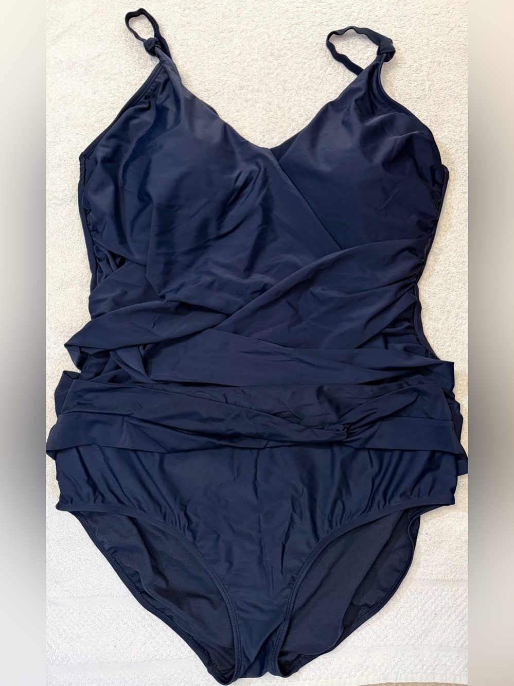Island Waves Two-Piece Swimsuit Tankini Draped Tummy Slimming Soft Cup Plus Size